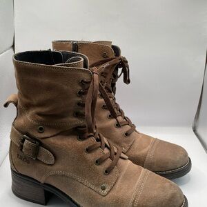 Taos Crave Brown Leather Lace Up Combat Boots Sz 8 (39) Edgy Chic Boho Comfort